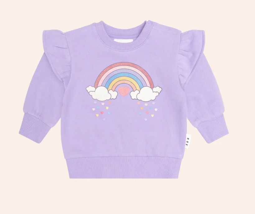 HUXBABY Magical Rainbow Sweatshirt, Color: Purple, Size: 5Y