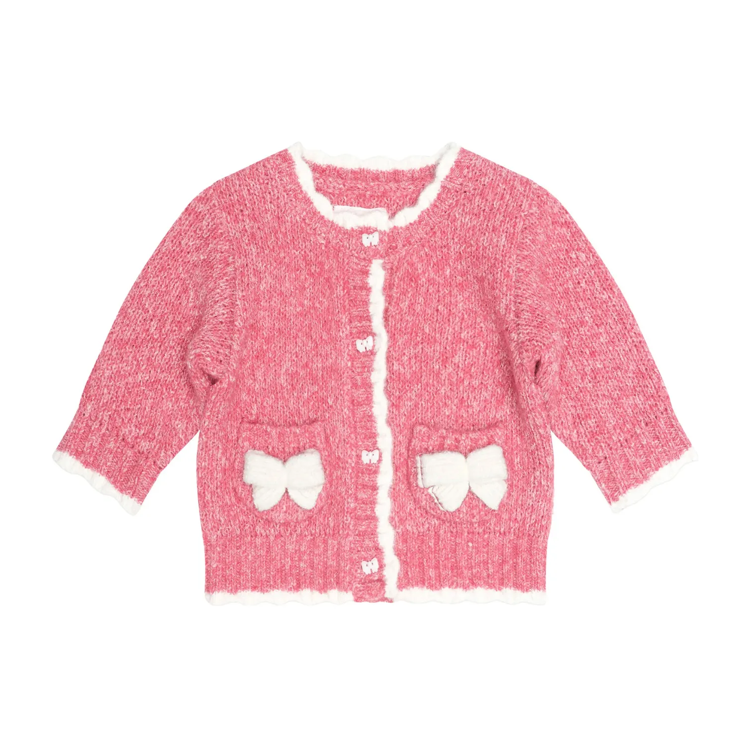 HUXBABY Berry 3D Bow Cardi, Color: Dusty Berry, Size: 5Y