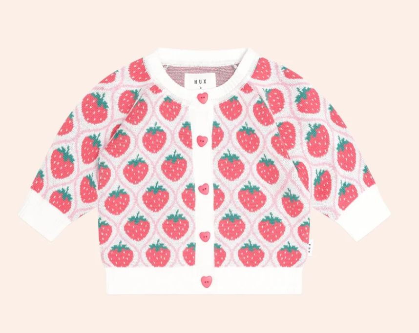 HUXBABY Strawerry Cardi, Color: STRAWBERRY, Size: 5Y