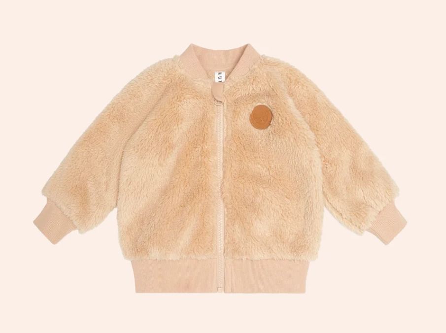 HUXBABY Sitting Huxbear Furry Jacket, Color: Bear, Size: 5Y