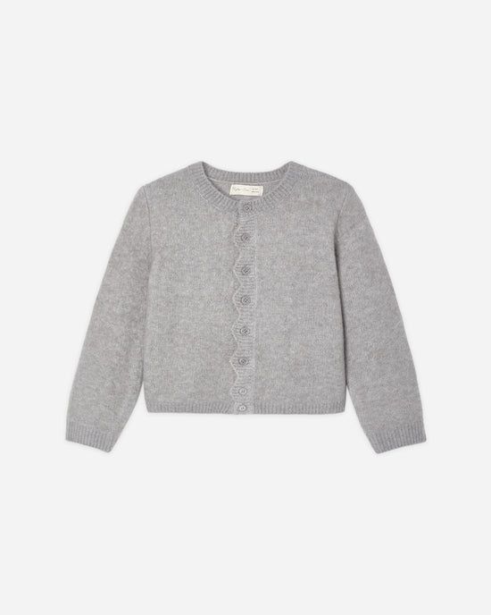 Rylee Cru Scallop Cardigan, Color: Dusty Blue, Size: 4/5Y