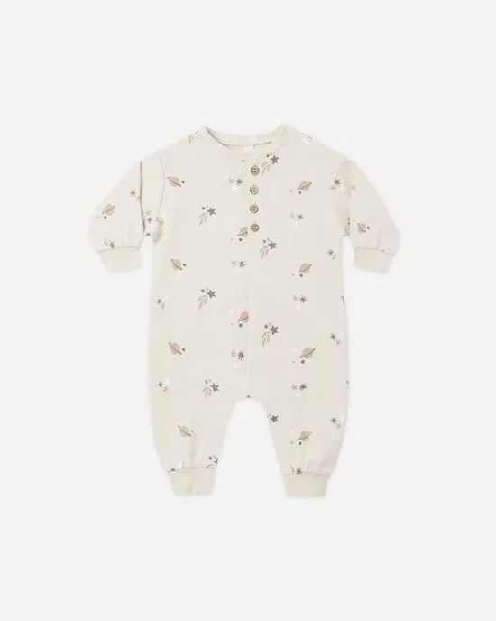 Quincy Mae Relaxed Fleece Jumpsuit, Color: Space, Size: 6/12M
