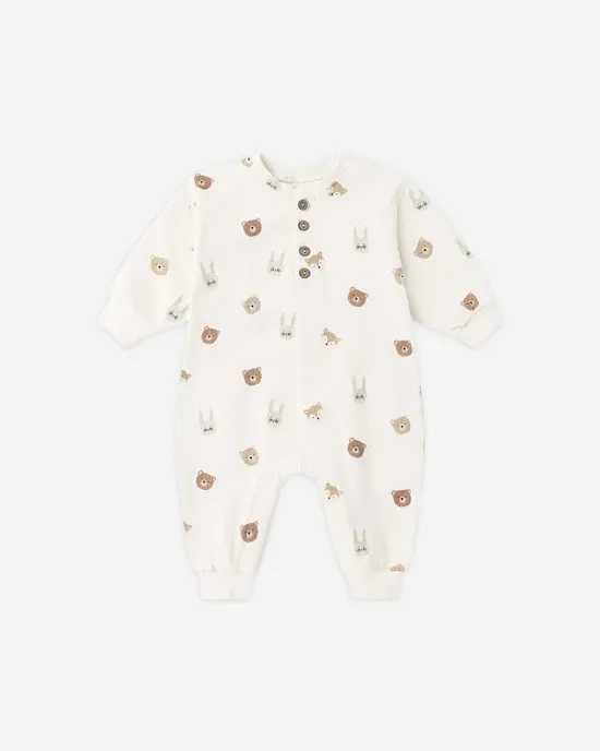 Quincy Mae Relaxed Fleece Jumpsuit, Color: Critters, Size: 6/12M