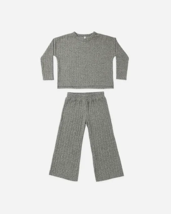 Rylee Cru Rib Knit Set, Color: Evergreen, Size: 4/5Y