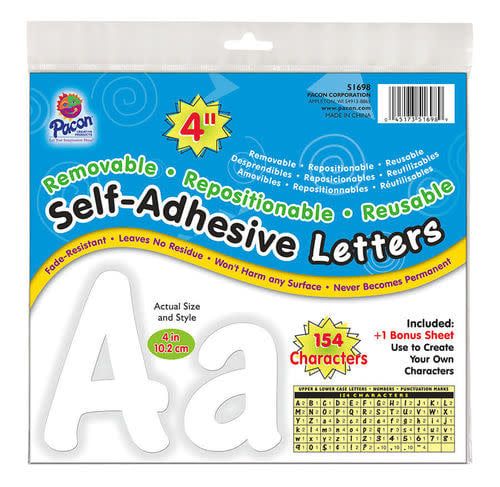 Pacon® Self-Adhesive Letters 4"   White, Cheery Font   154 Characters