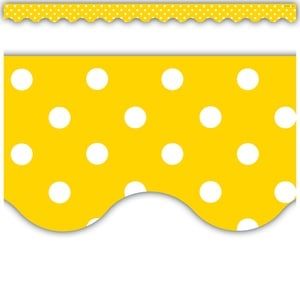 Scalloped Border Trim:  Yellow Polka Dots