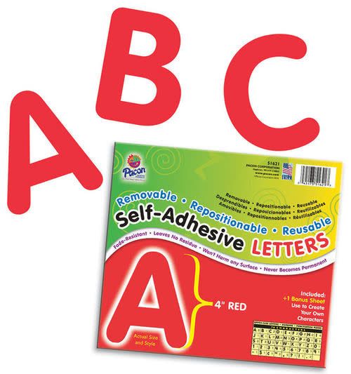 Pacon® Self-Adhesive Letters 4"   Red, Puffy Font   78 Characters