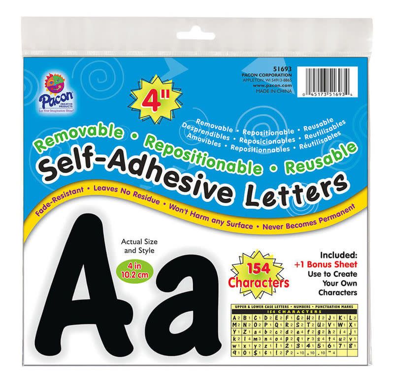 Pacon® Self-Adhesive Letters 4"   Black, Cheery Font   154 Characters