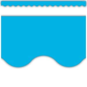 Aqua Solid Scalloped Border Trim