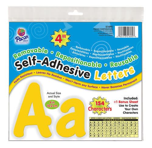 Pacon® Self-Adhesive Letters 4"   Yellow, Cheery Font 154 Characters