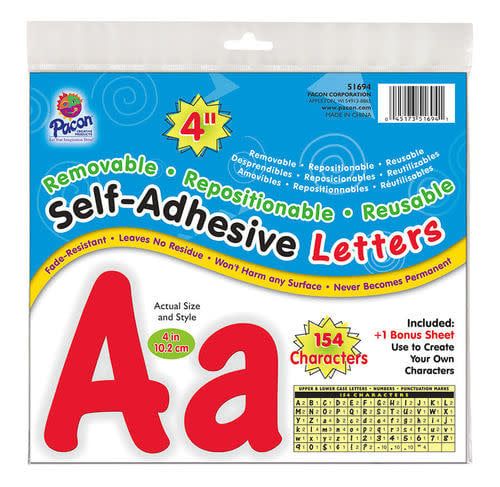 Pacon® Self-Adhesive Letters 4"   Red, Cheery Font   154 Characters