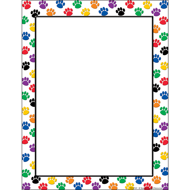 Colorful Paw Prints Computer Paper