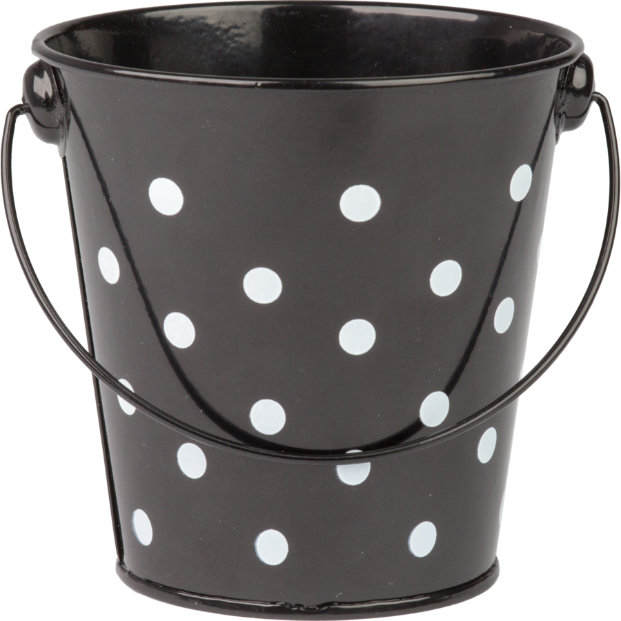 Bucket:  Black Polka Dots