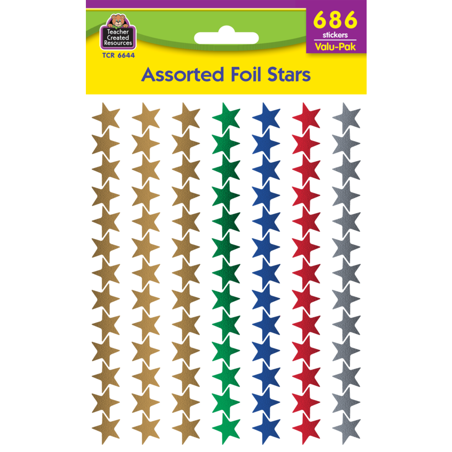Assorted Foil Stars Stickers Valu-Pak