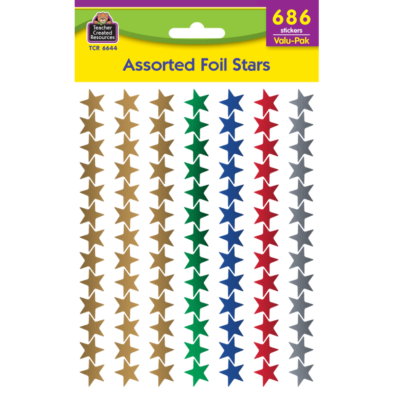Assorted Foil Stars Stickers Valu-Pak