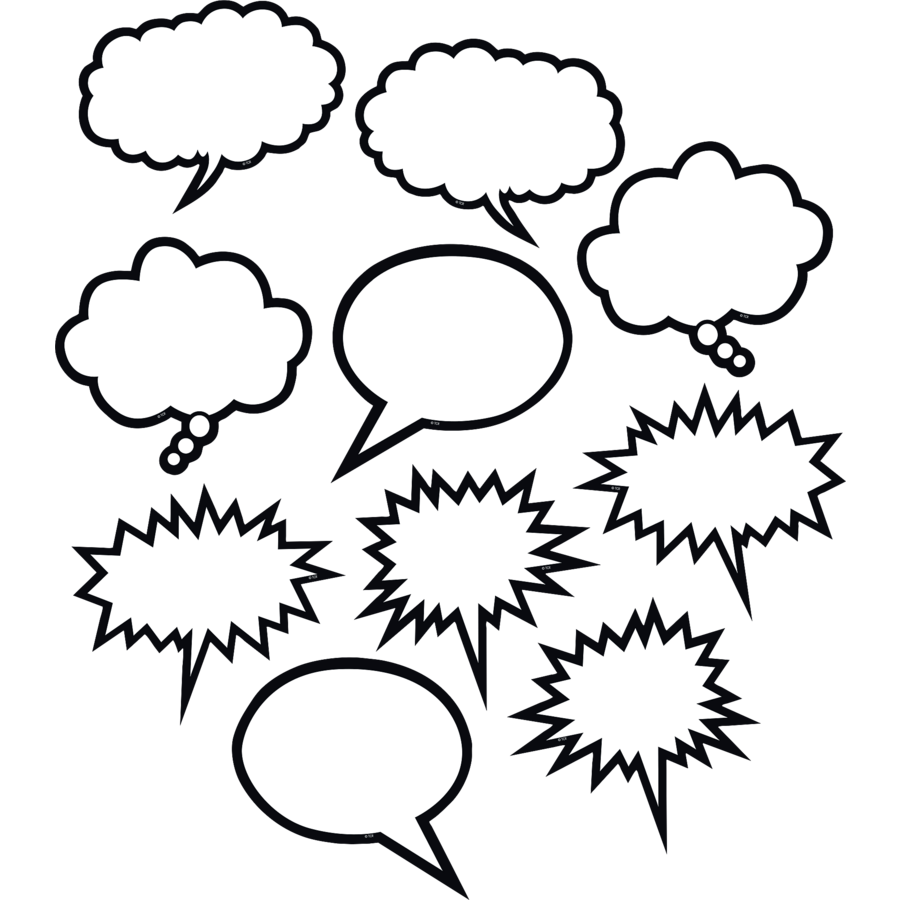 Black & White Speech/Thought Bubbles Accents
