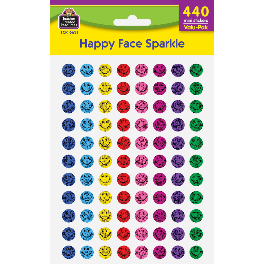 Mini Happy Face Sparkle Valu-Pak Stickers