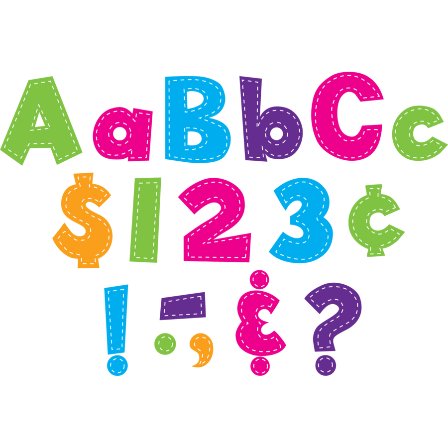 Multi Bright Stitch 4" Fun Font Letters