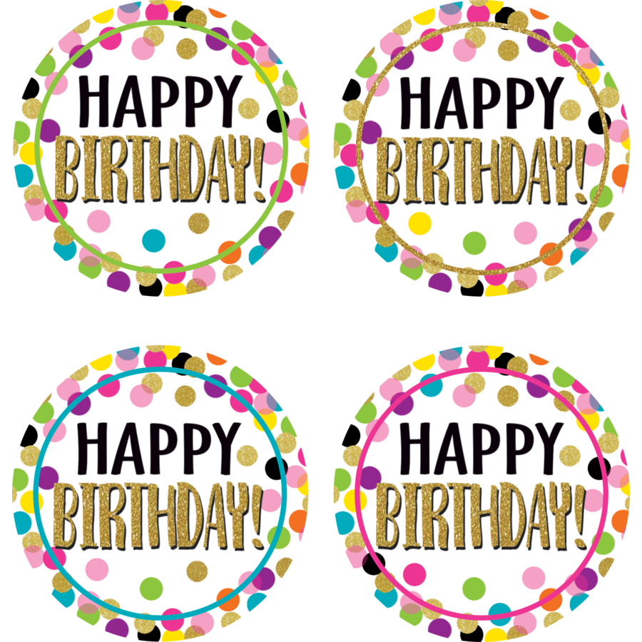 Confetti Happy Birthday Wear 'Em Badges