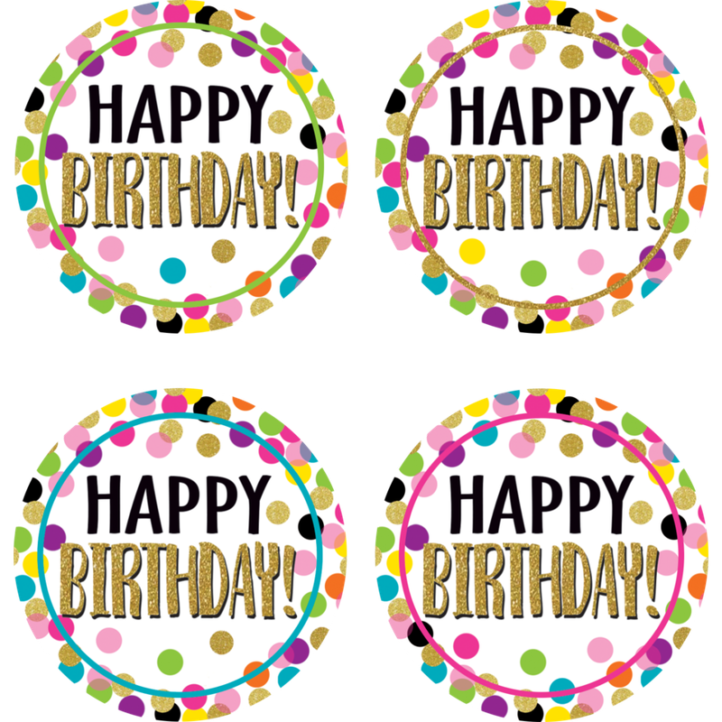 Confetti Happy Birthday Wear 'Em Badges