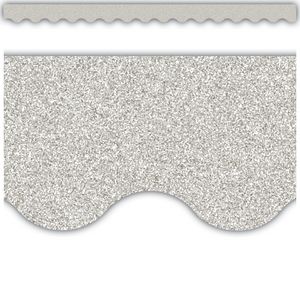 Scalloped Border Trim:  Silver Glitz