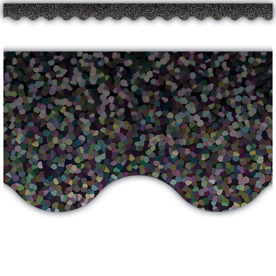 Scalloped Border Trim:  Black Sparkle