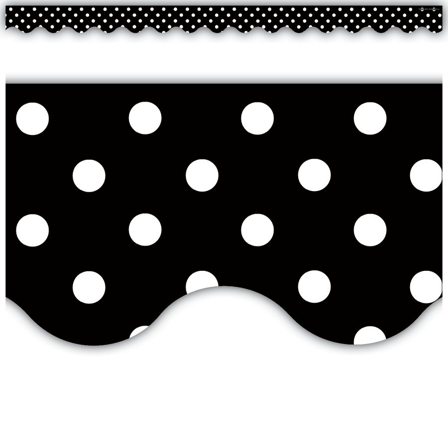 Scalloped Border Trim:  Black Polka Dots