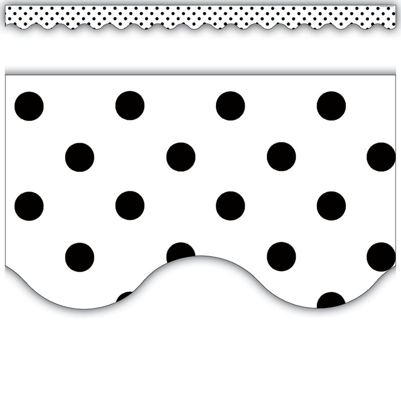 *Scalloped Border Trim:  Black Polka Dots on White