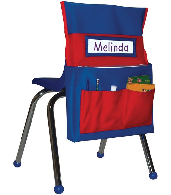 Chairback Buddy™ Blue and Red Pocket Chart Storage