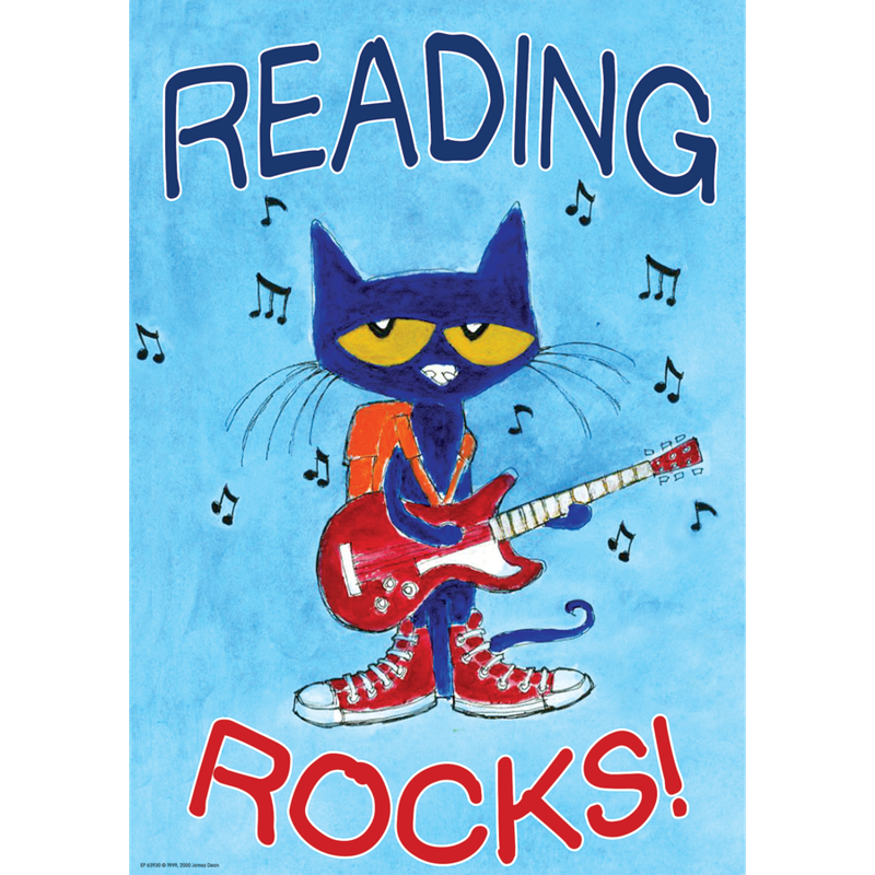 Pete the Cat Reading Rocks Positive Poster
