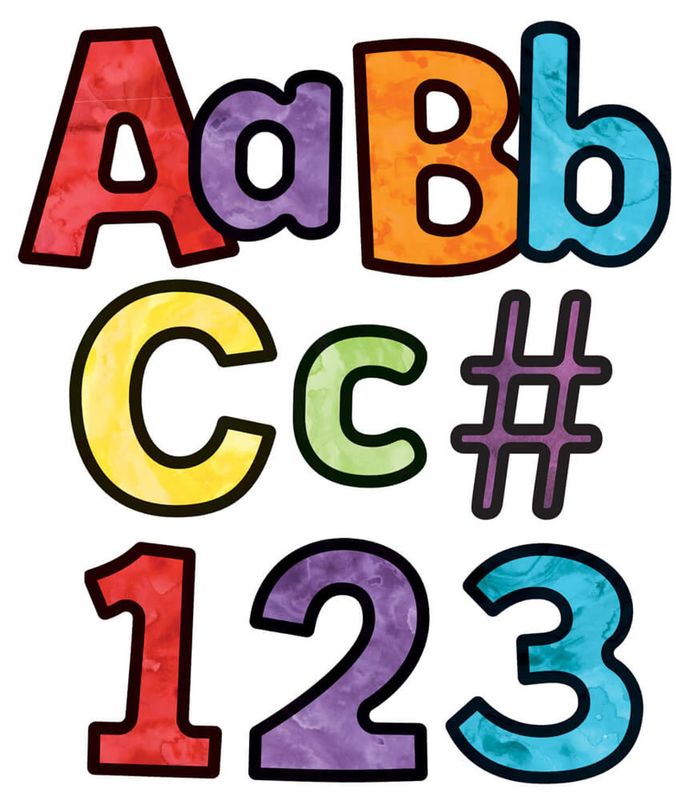 Celebrate Learning 4in Watercolor Combo Pack Bulletin Board Letters
