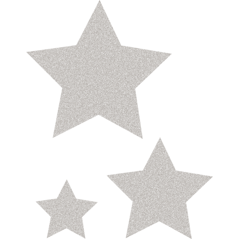 Silver Glitz Stars Accents-Assorted Sized