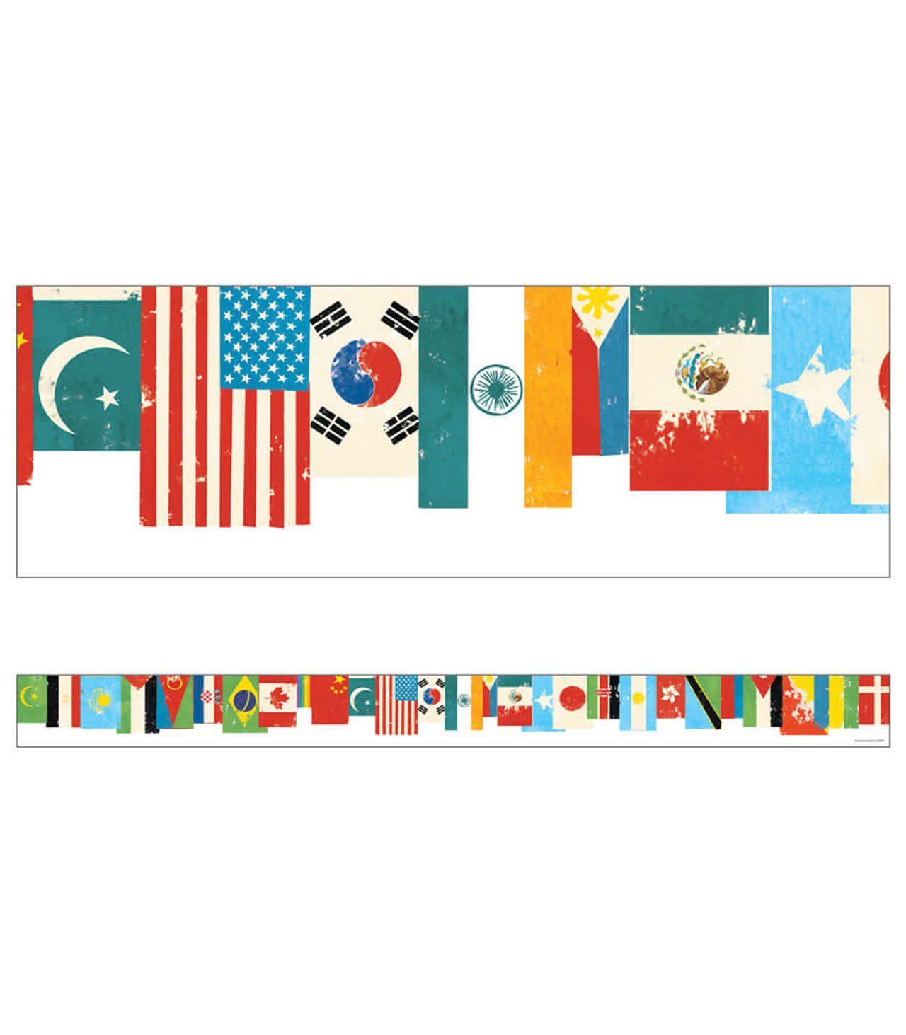 All Are Welcome: Flags Straight Bulletin Board Borders