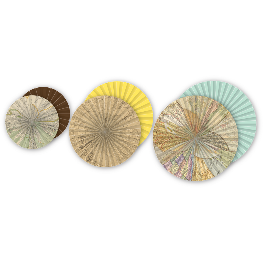 Travel the Map Hanging Paper Fans