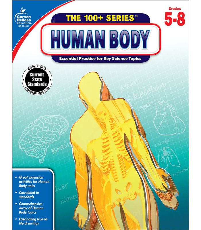 The 100+ Series™:  Human Body Workbook Grade 5-8 (Paperback)