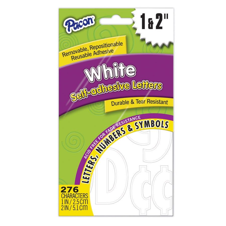 Pacon® Self-Adhesive Letters 1" & 2"   White, Classic Font 276 Characters