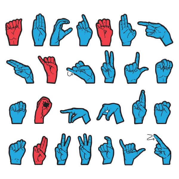 Wonderfoam® Magnetic Sign Language Letters Assorted Sizes   Red And Blue Colors 26 Pieces