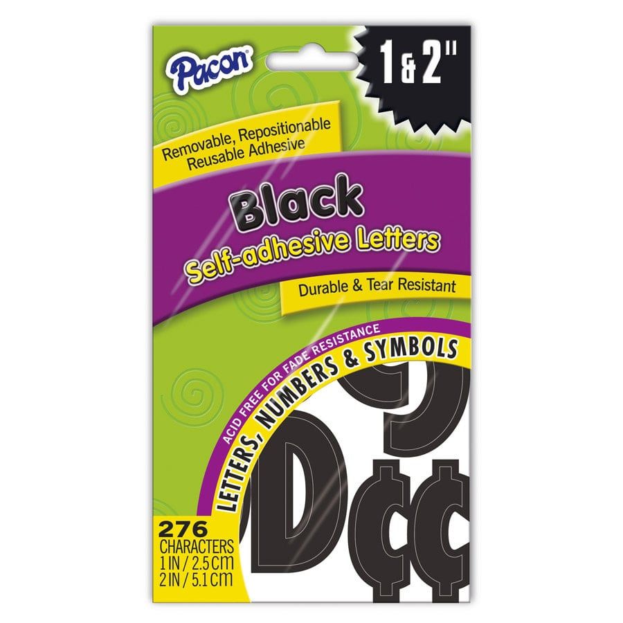 Pacon® Self-Adhesive Letters 1" & 2"   Black, Classic Font 276 Characters
