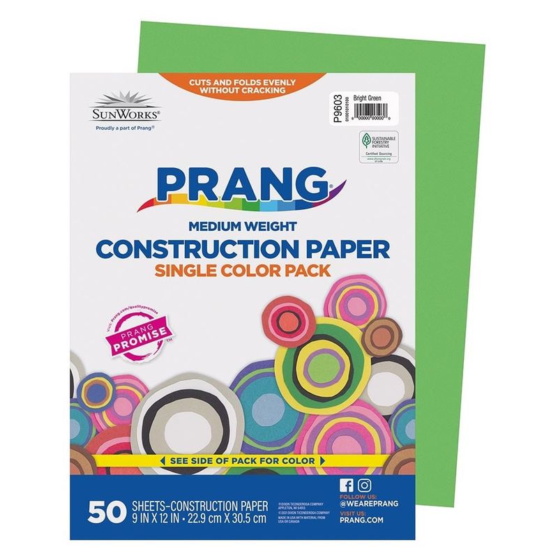 Prang® Construction Paper 9" X 12"   Bright Green   50 Sheets