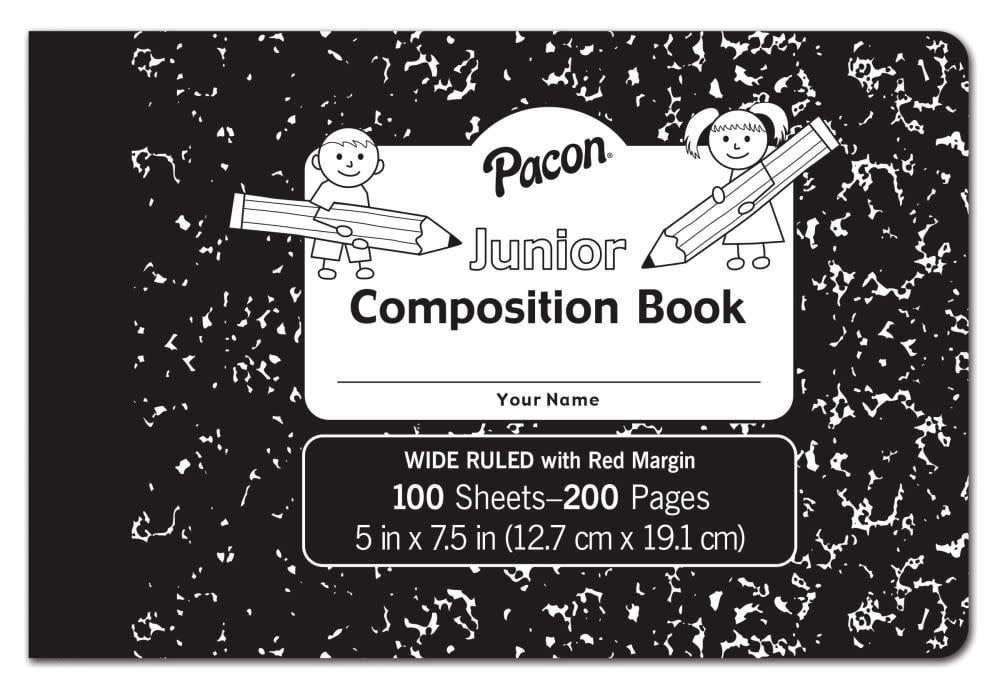 *Pacon® Junior Composition Book 5" X 7-1/2"   Black Marble   100 Sheets