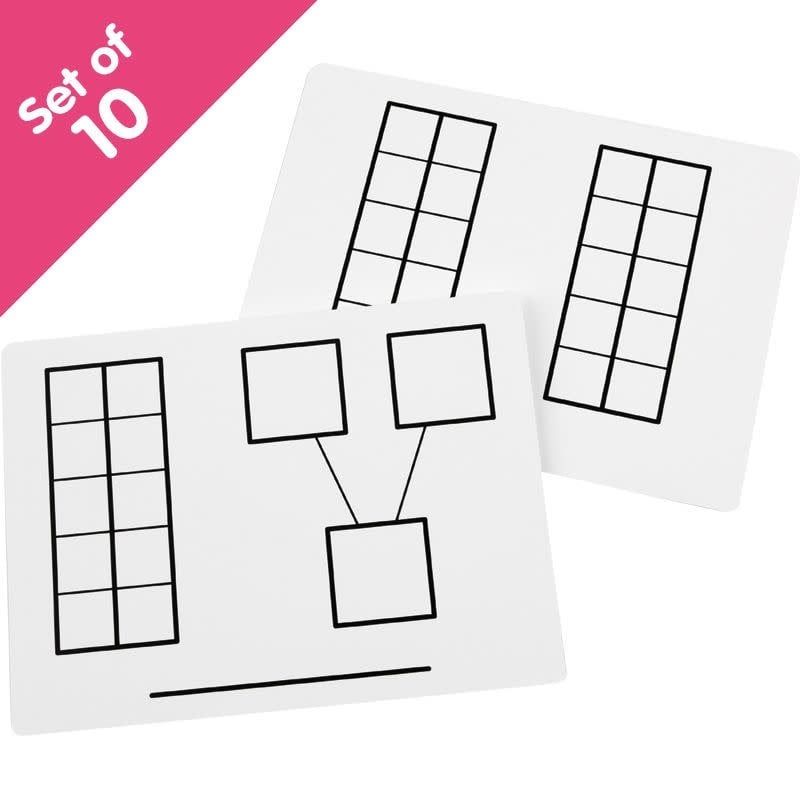 Write-On/Wipe-Off Ten-Frame Mats, set of 10