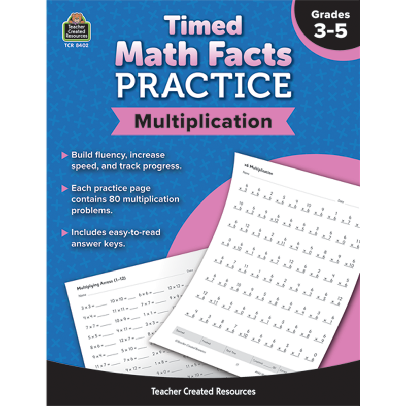 Timed Math Facts Book:  Multiplication (Grades 3-5)
