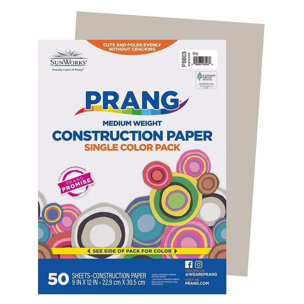 Prang® Construction Paper Gray 9" X 12"   Gray   50 Sheets
