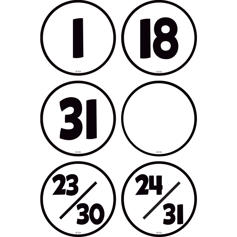 Black & White Calendar Days