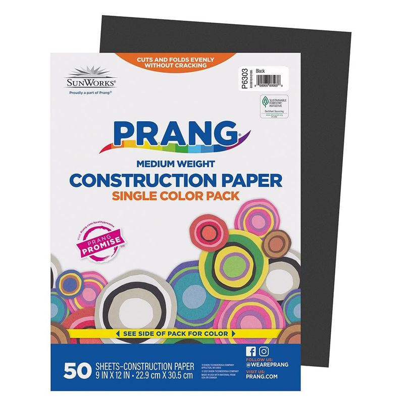 Prang® Construction Paper Black 9" X 12"   Black   50 Sheets