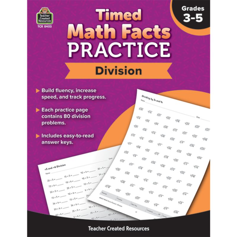 Timed Math Facts Book:  Division (Grades 3-5)