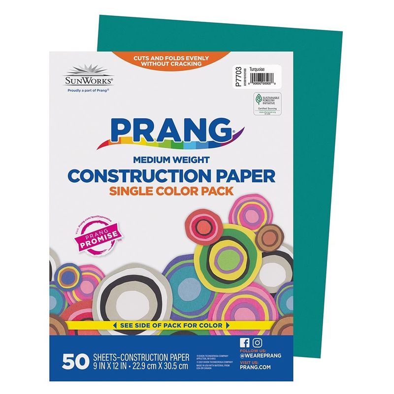 Prang® Construction Paper 9" X 12"   Turquoise   50 Sheets