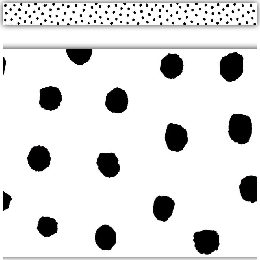 Black Painted Dots on White Straight Border