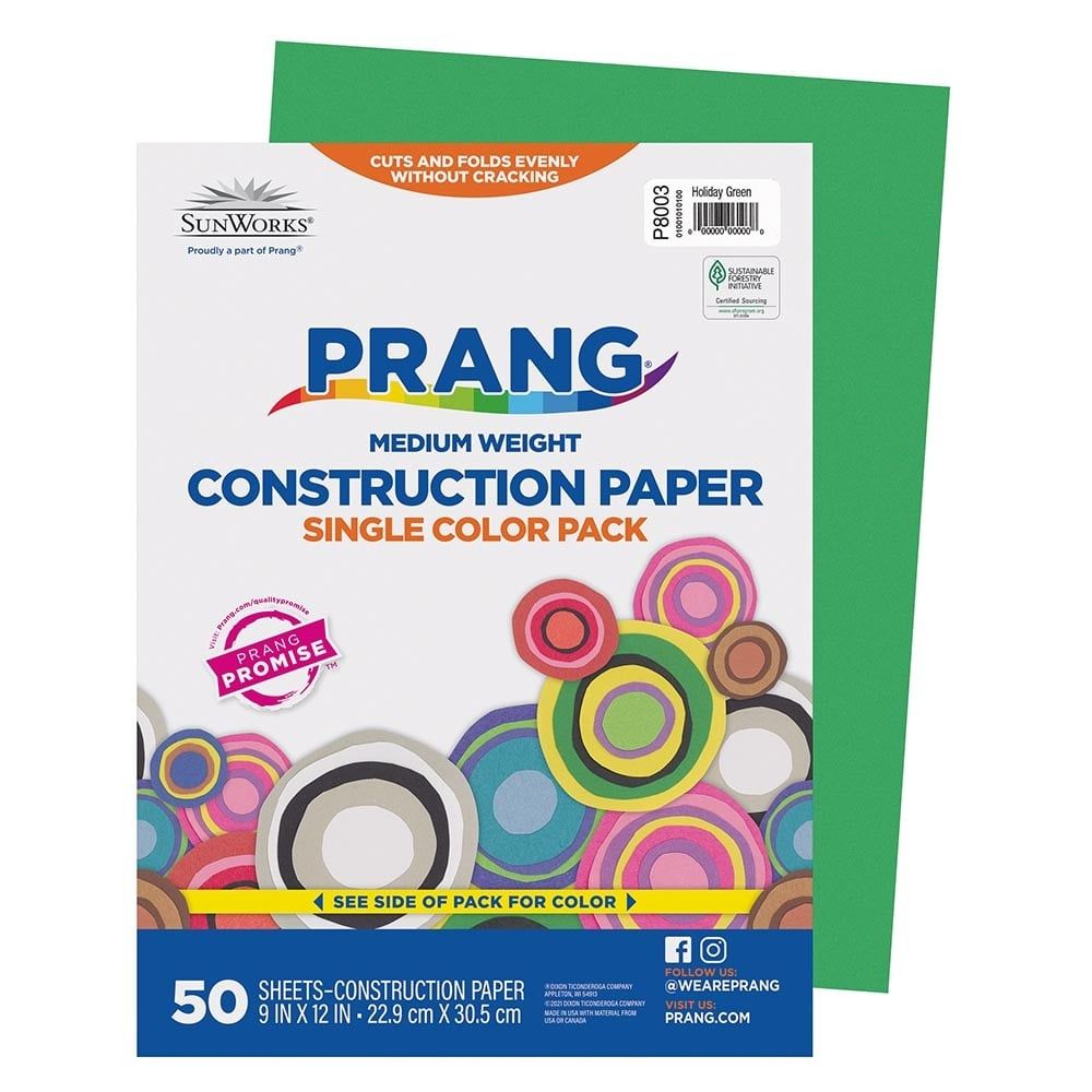 Prang® Construction Paper Holiday Green 9" X 12"   Holiday Green   50 Sheets