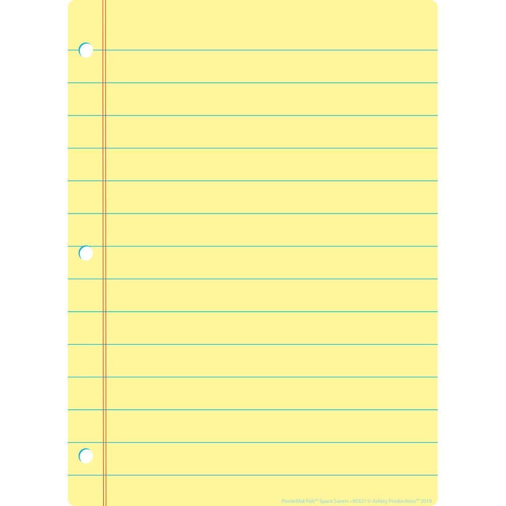 Yellow Notebook Paper, Space Savers, PosterMat Pals®, 13" X 9.5" Smart Poly®, Single Sided